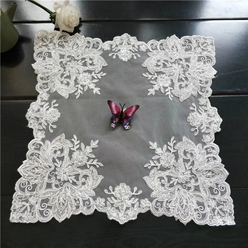 Square 40cm European-style Coaster Insulation Fabric Placemat Embroidered Tea Set Fruit Plate Vase Pad Dining Coffee Table Mat