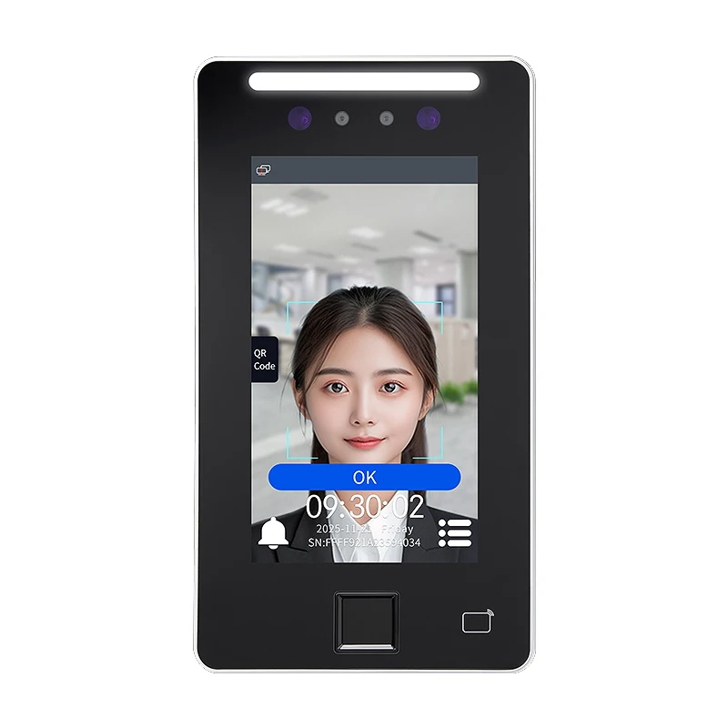 

Networking TCP/IP(Option WIFI 4G) Visible Light Dynamic Face Fingerprint ID Card Access Control Machine Time Atendance XFace70V