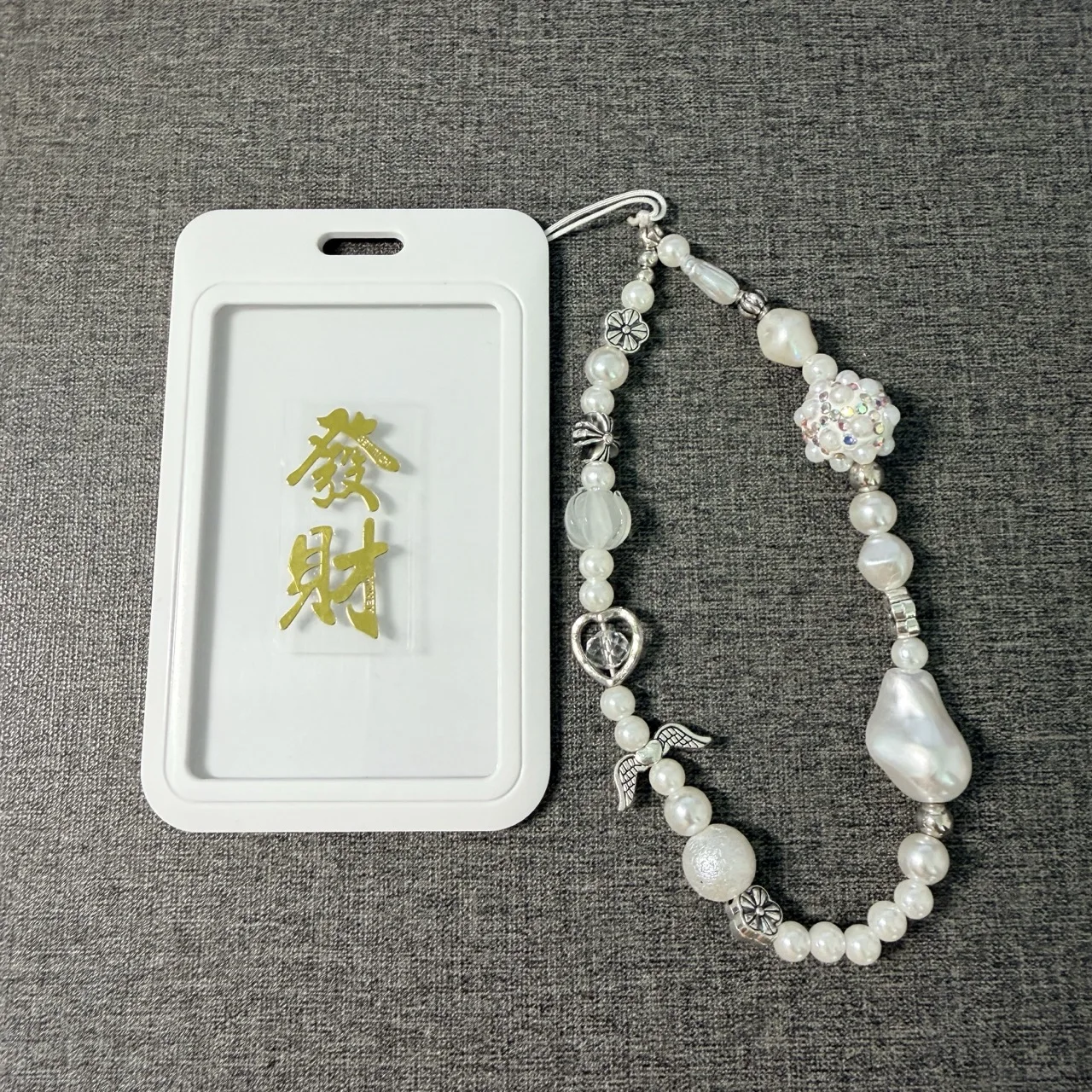 Image 6: Autocollant de téléphone en métal à motif Bouddha ange, cordon anti-perte, porte-carte porte-bonheur