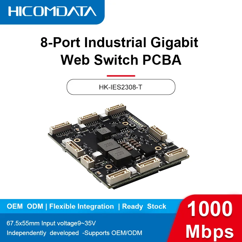 

Industrial-grade 8-port Gigabit managed VLAN switch module PCBA board supports port isolation/mirroring