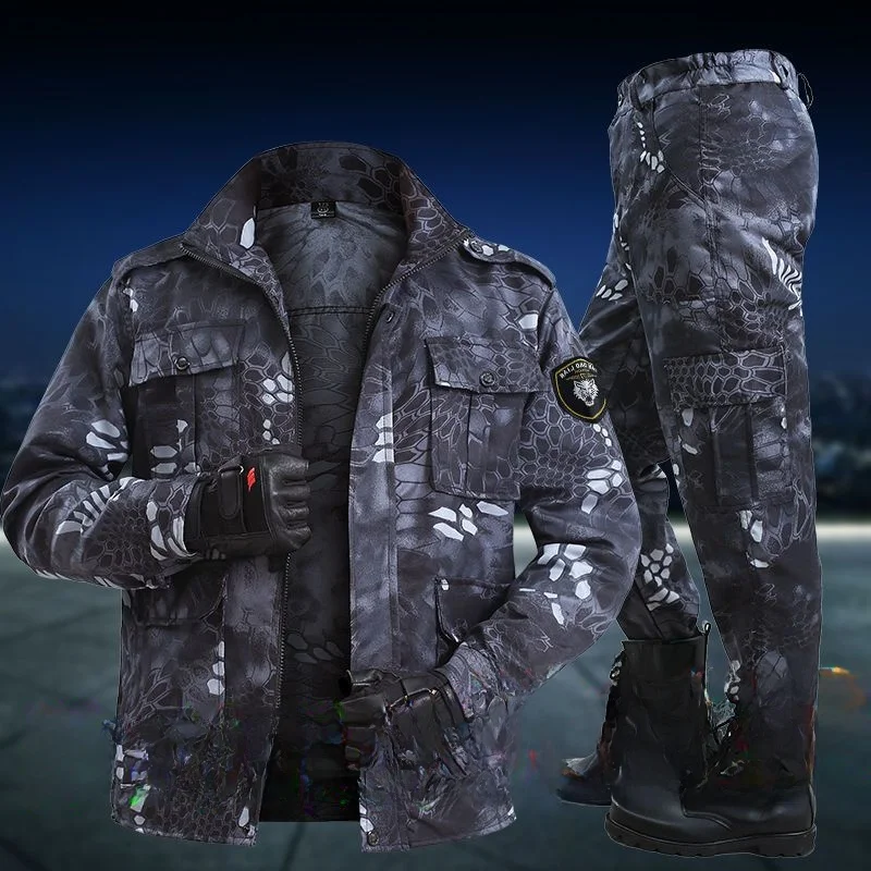 

Mens Camouflage Workwear Set Snake Skin Pattern Worn Resistant Outdoor Spring Autumn Long Sve Zipper Fac Workers orm