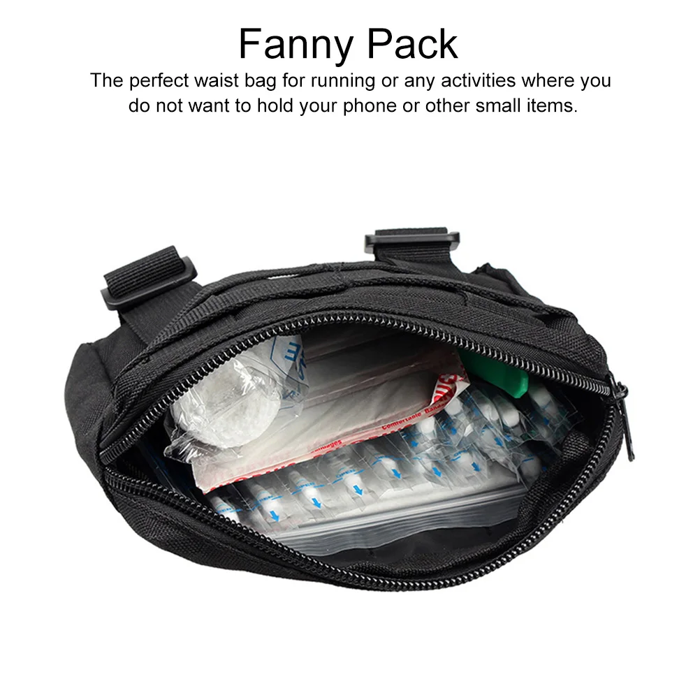 Multi-funcional durável tático saco de cintura ao ar livre bolsa para caminhadas acampamento correndo armazenamento telefone carteira fanny pacote reutilizável
