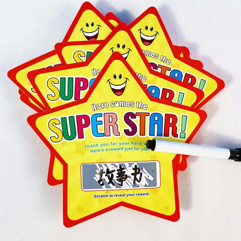 

50Pcs Big Size Reward Scratch Card DIY Children's Gift Redemption Kids Lucky Praise Stickers Voucher Teaching Tool For Teacher