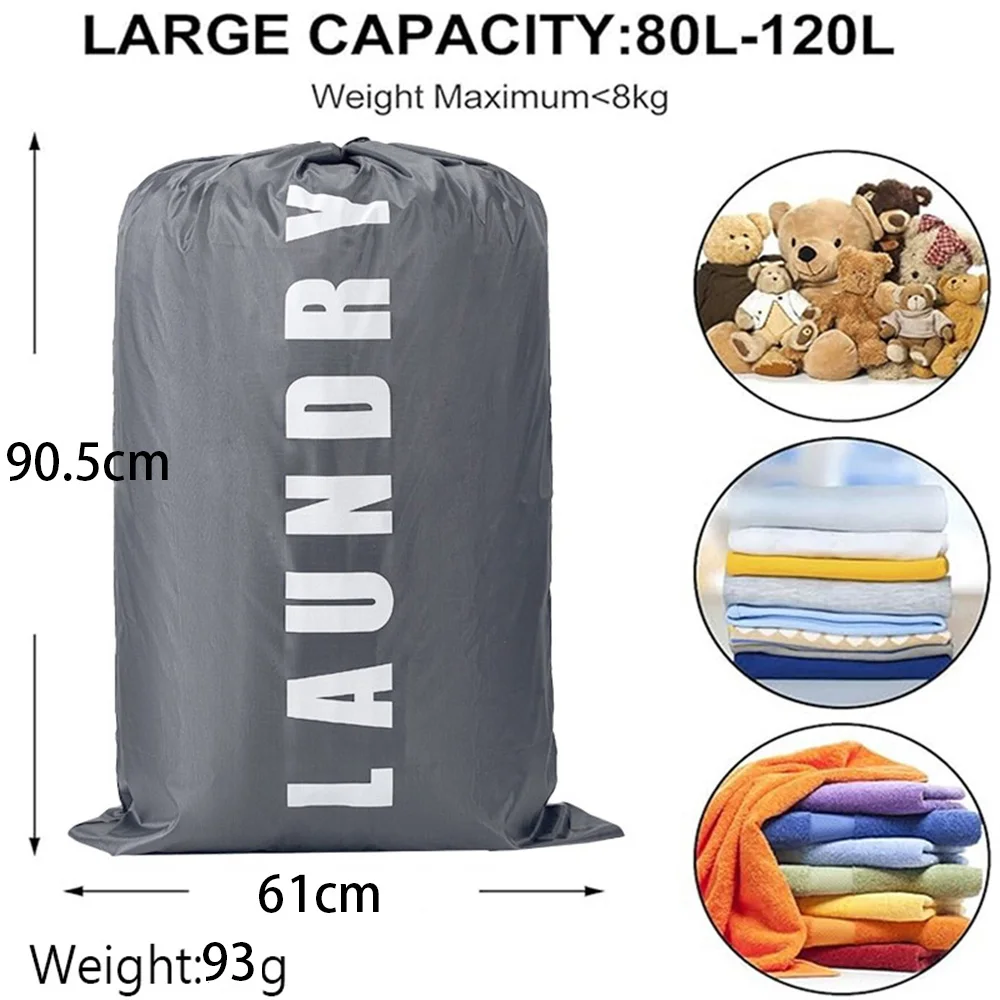 Grey High-capacity Laundry Bag Travel Storage Pouch Machine Washable Dirty Clothes Organizer Drawstring Bag Bathroom Accessories