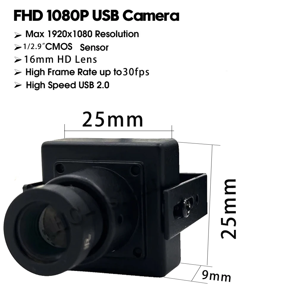 2MP 16mm Lens Mini Size USB 2.0 Webcamera UVC OTG Type-C Android Interface USB Camera Module Hoge Snelheid CCTV Webcam