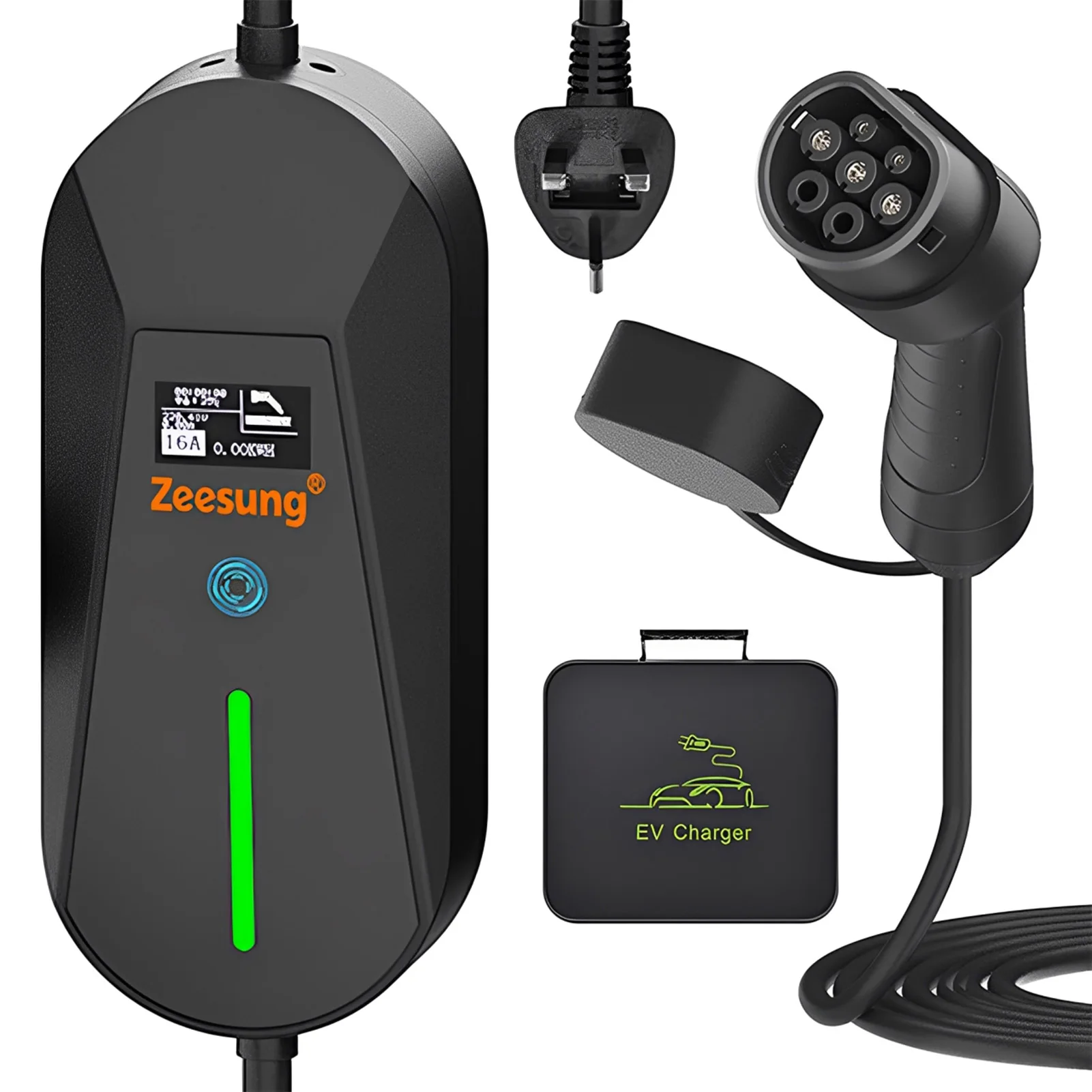 

Портативное зарядное устройство для электромобилей типа 2, кабель 3 кВт, 5 м, разъем IEC62196/GB/T, 16 А, 1 фаза Type2, зарядка Wallbox для электромобиля, британская вилка