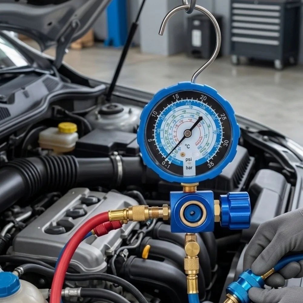 High Accurate AC Coolant Charging Gauge With Metal Handwheel For R22 R410a For R32 Refrigerant Pressure Test Tool Air
