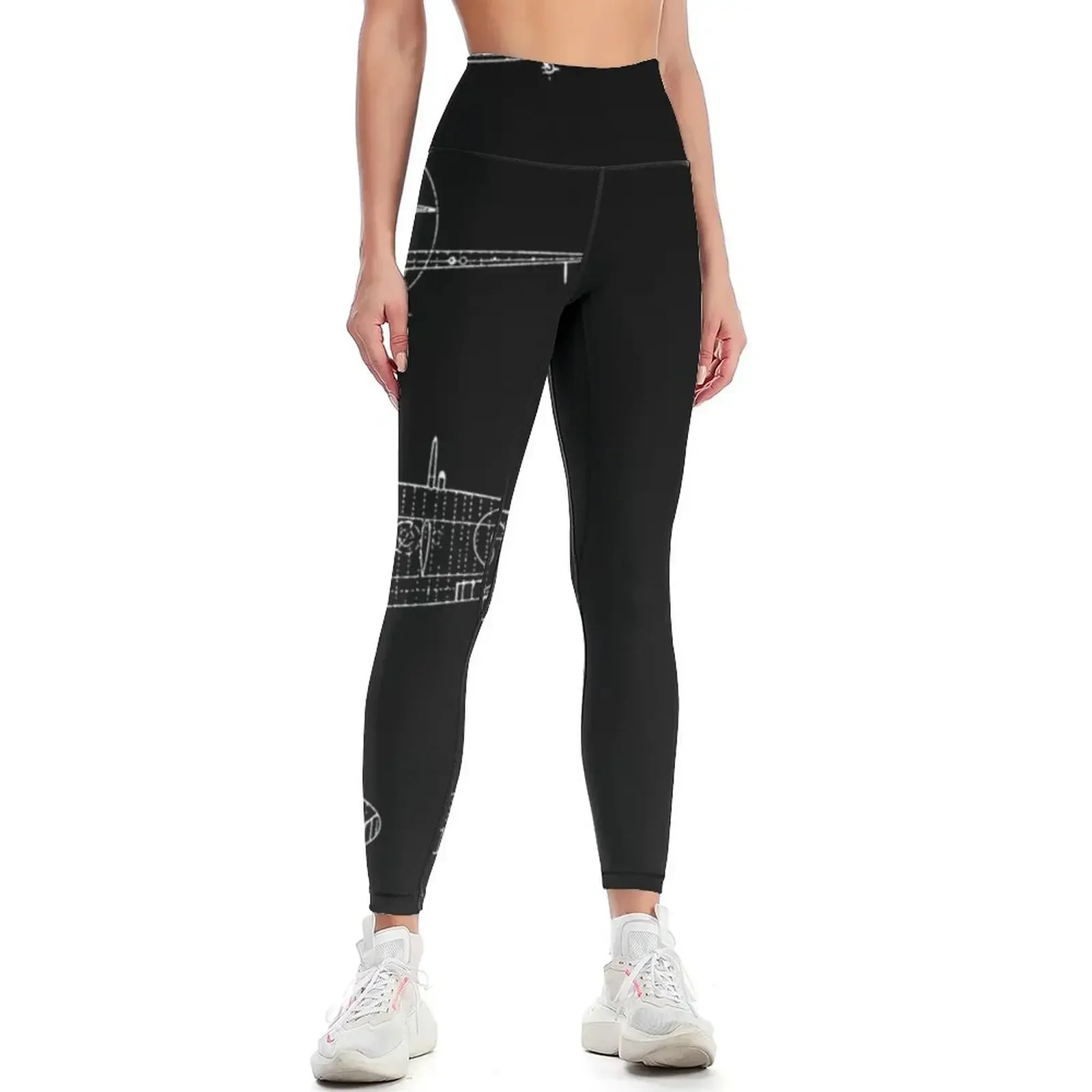 

Spitfire aircraft blueprints Leggings Fitness's gym clothes active wear Training pants sport pants Womens Leggings