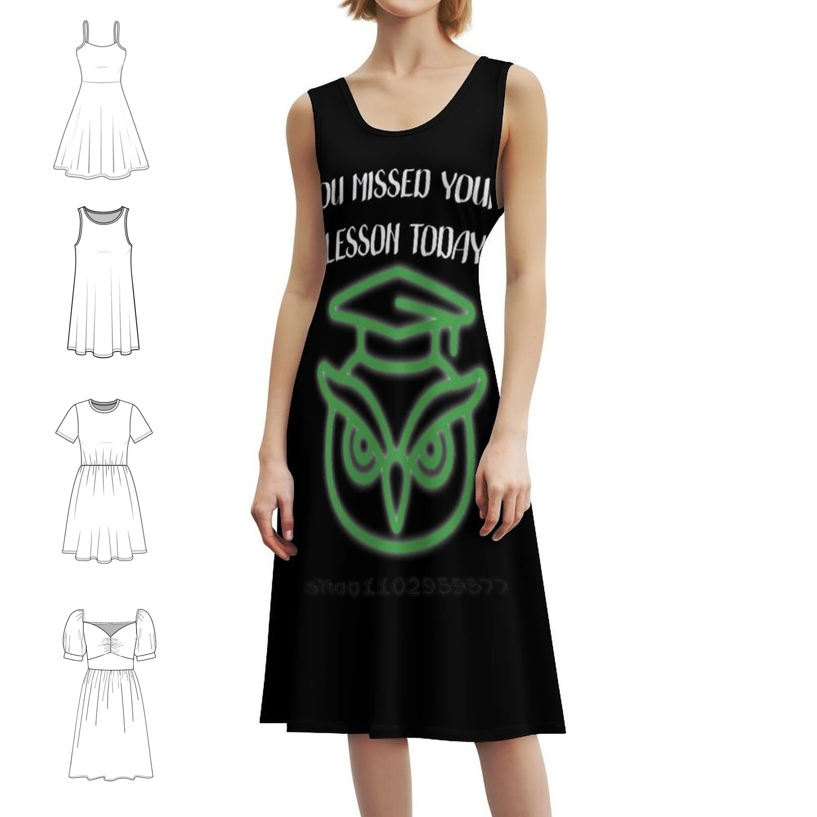 لقد فقدت الدرس الخاص بك اليوم فستان بفتحة عنق على شكل قلب فستان صيفي أنيق للحفلات للنساء Duolingo Owl Duolingo Spanish