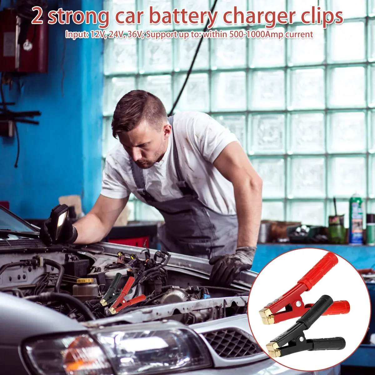 2pcs Heavy Duty Copper Alligator Clips for Battery Testing
