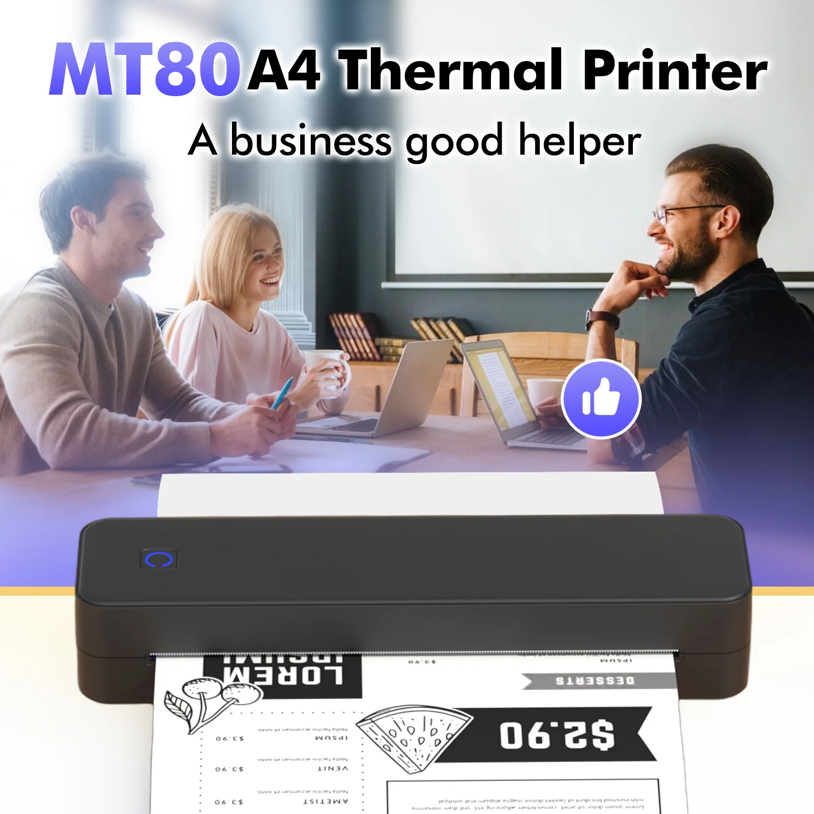 Portable A4 Document Thermal Printer for Lightweight Business Travel Office Home Wireless Bluetooth Tattoo Stencil Printer