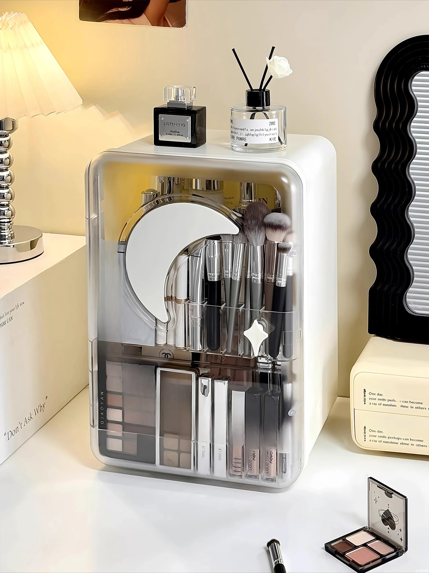 

Desktop storage box Large capacity cosmetics Dust-proof shelf Dresser drawer type Acrylic transparent finishing box