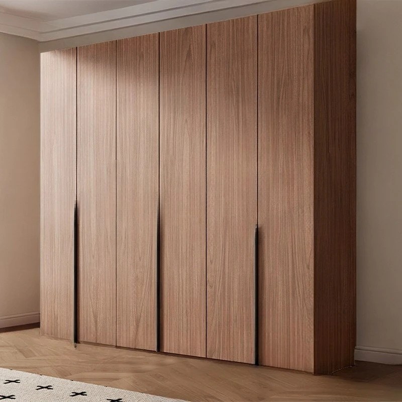 Solid wood wardrobe household bedroom integrated small apartment facing door cabinet
