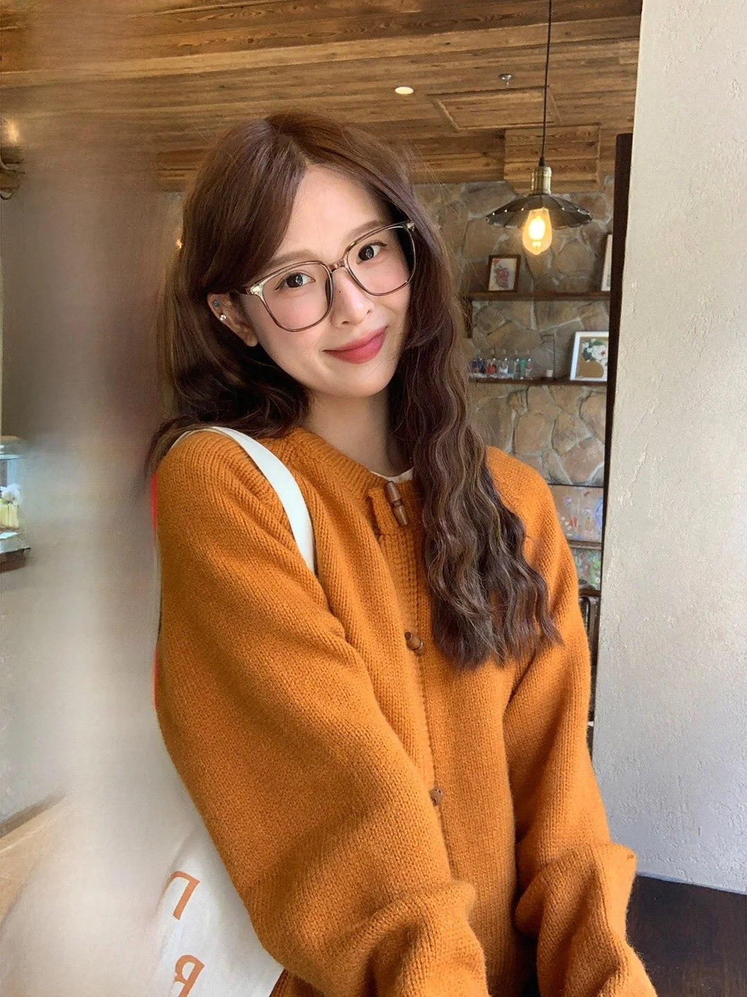 

Lu Korean Sle Women's Knitwear Cardigan Wooden Button Loose Fit Long Sve Slimming Outerwear Autumn Winter New Arrival