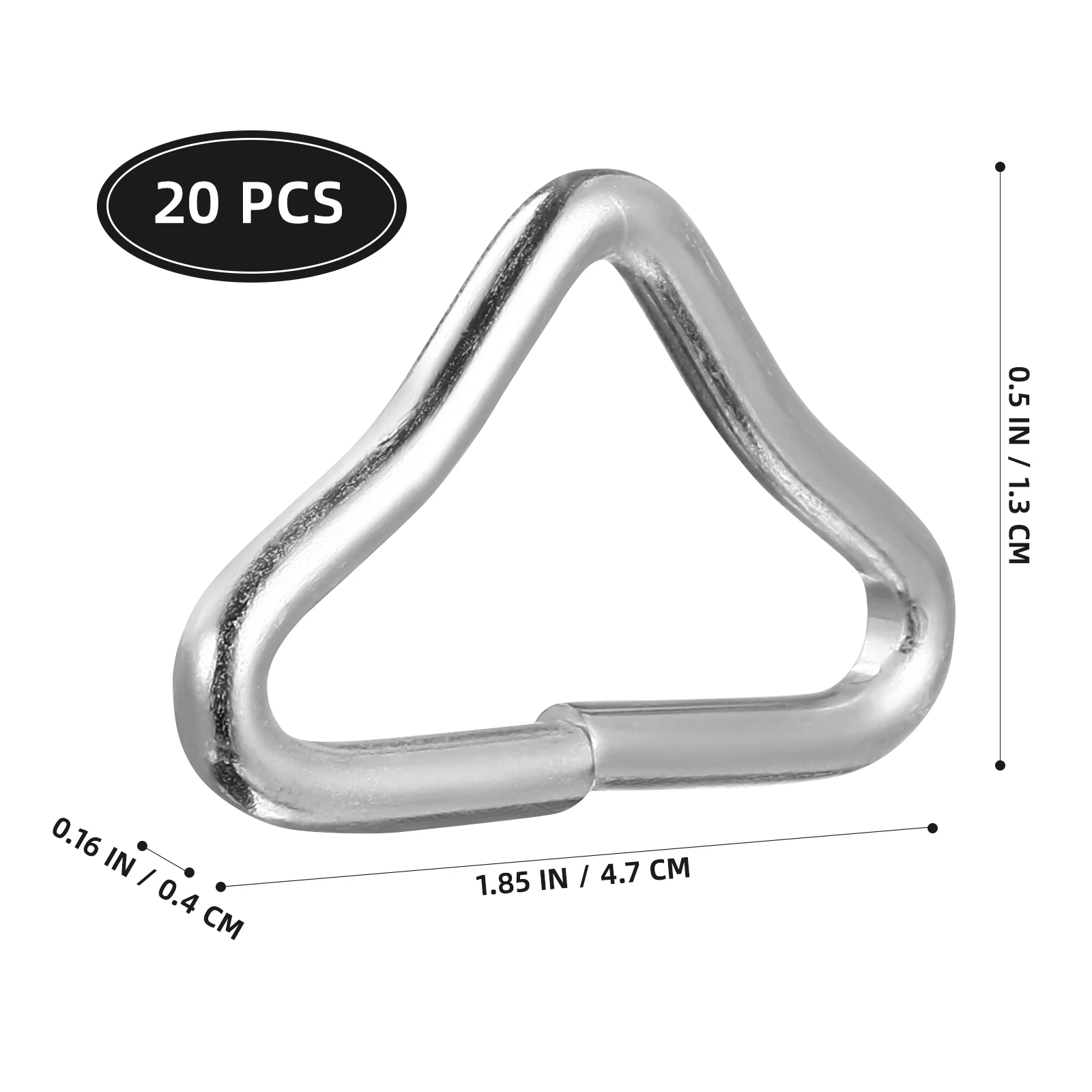 

20 Pcs Iron Triangle Ring Metal Buckle for Trampoline Anchor Replacement Hook up Parts Silver Rings