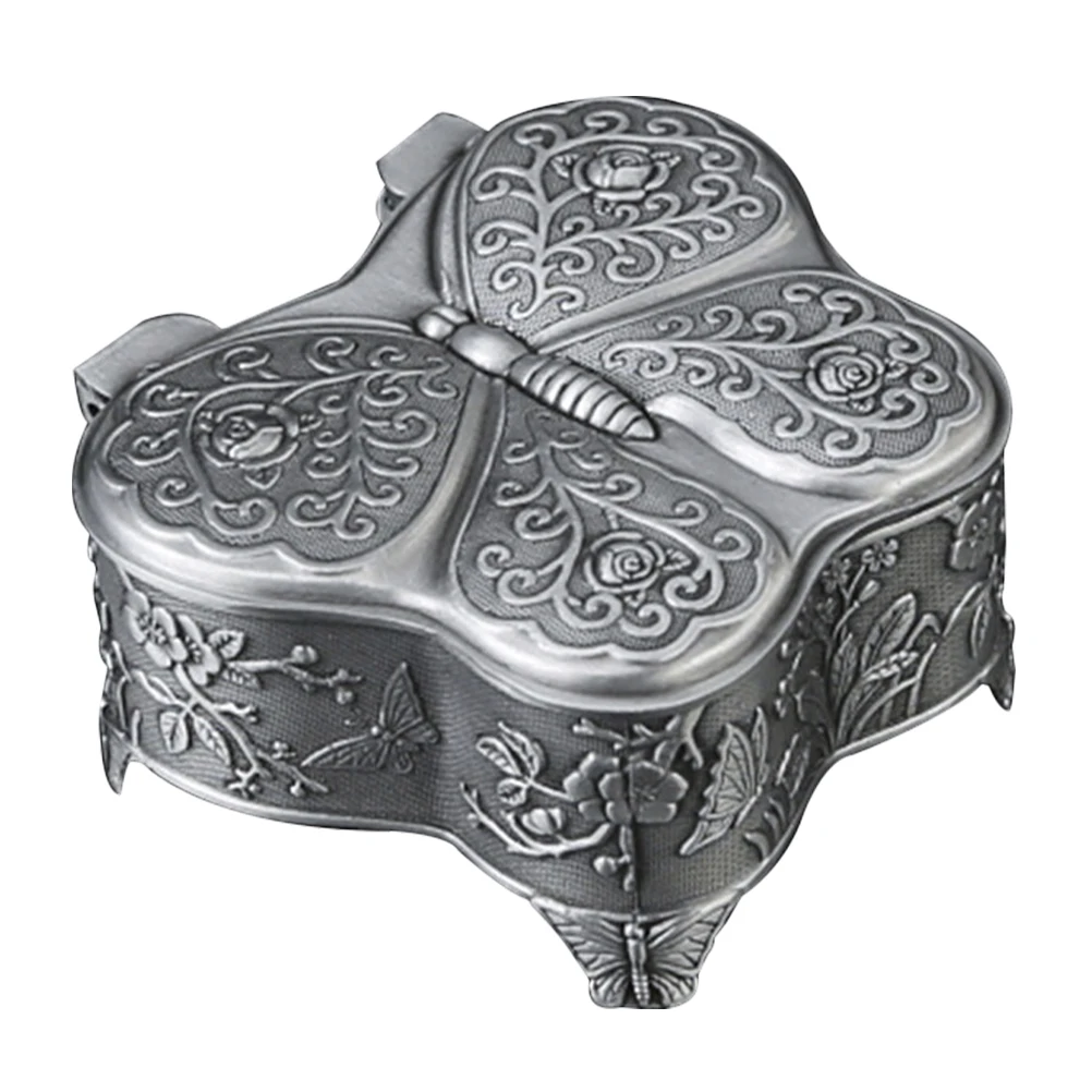 

Vintage Butterfly Shaped Alloy Jewelry Box Trinket Storage Organizer Ring Earring Holder Desktop Decor Small Gift For Women