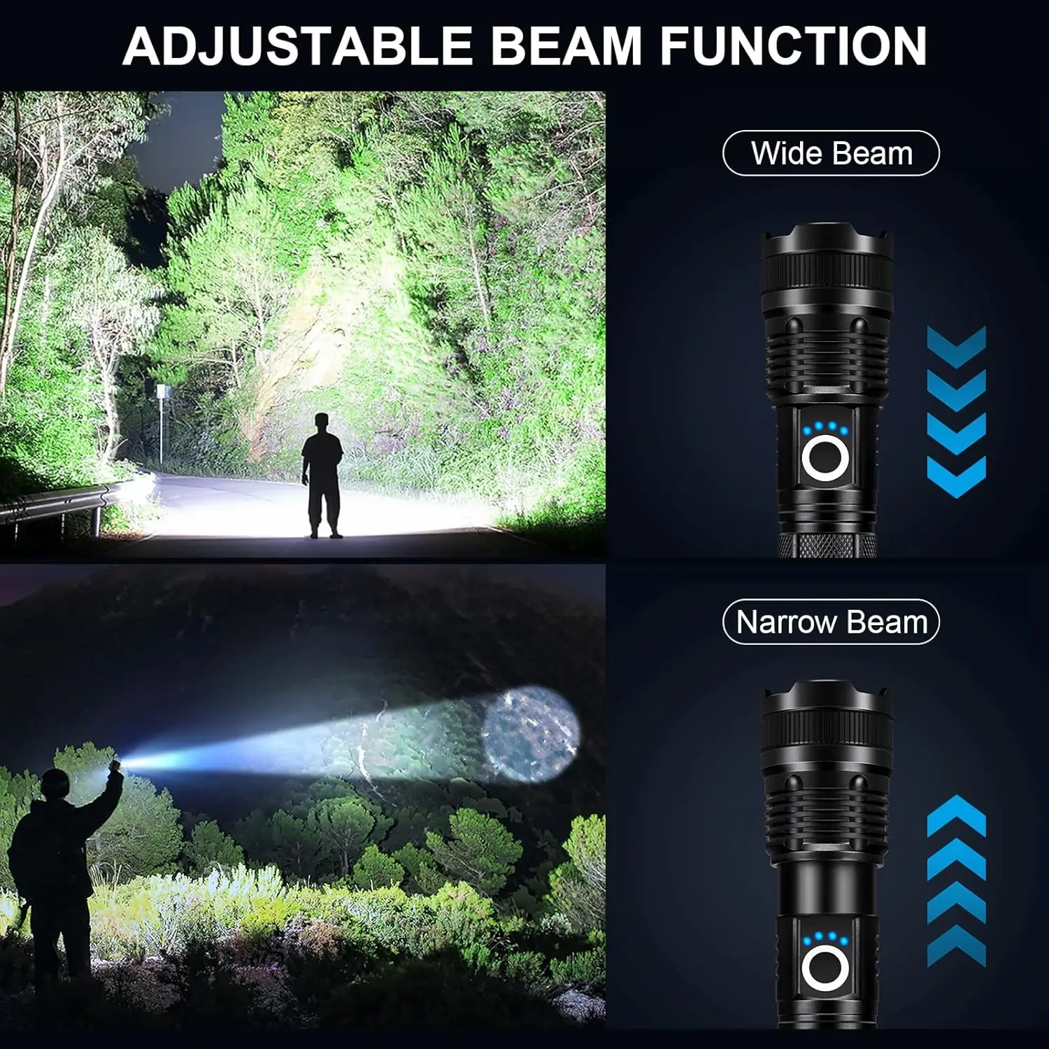 3 Pack Super Bright LED Flashlights, 990000LM Rechargeable with 5 Modes, USB-C Fast Charging & Waterproof for Outdoor Camping