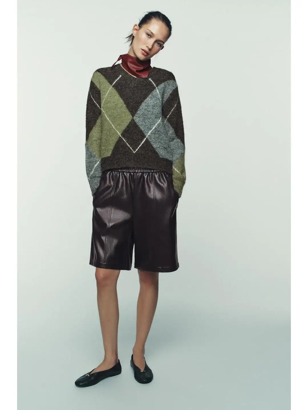 

Faionable High-Waist Elastic Waist Leather-Like Casual orts Autumn Winter New Arrival Straight Leg Pants for Young Girls