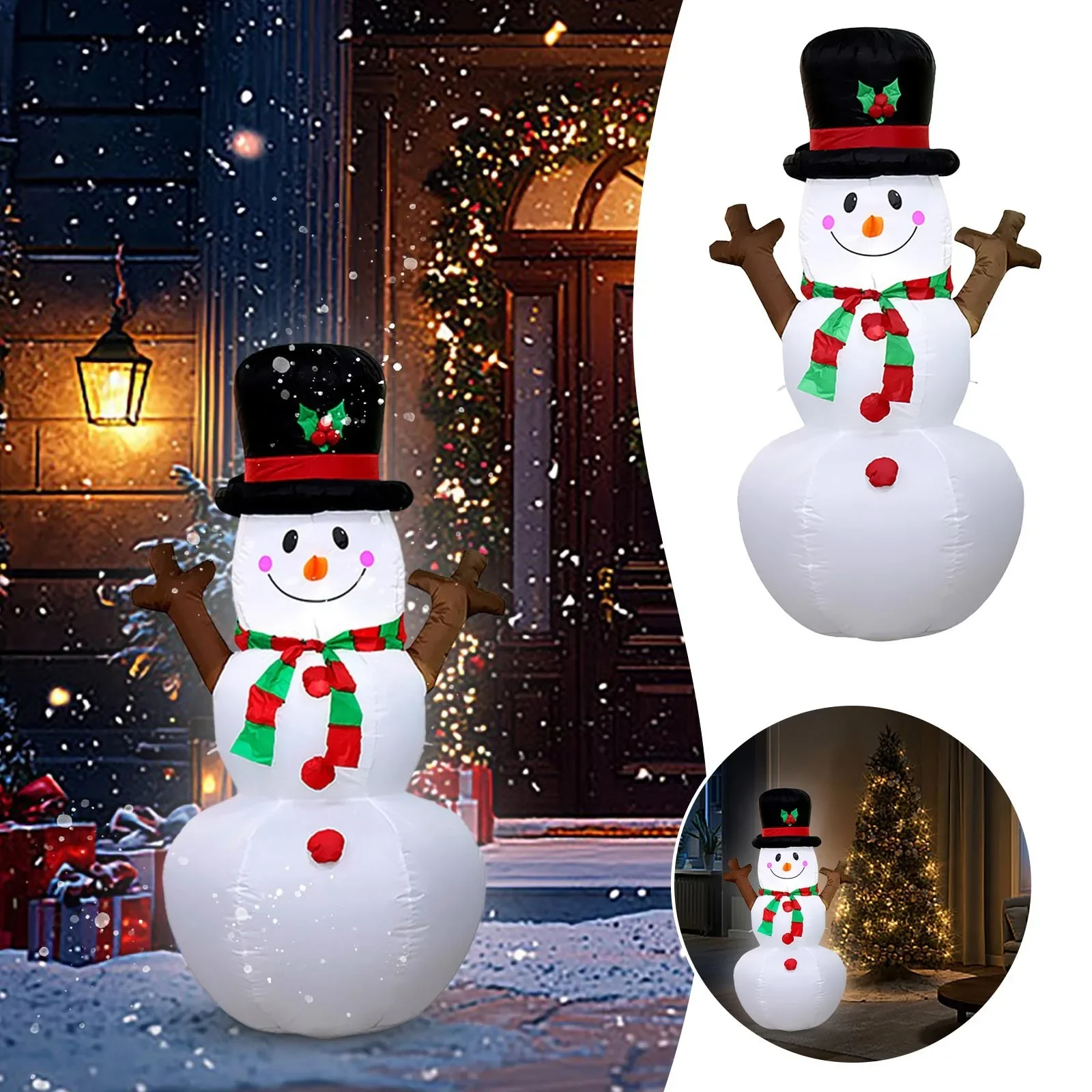 Muñeco de nieve inflable de Navidad de 5,3 pies, decoraciones para exteriores, muñeco de nieve inflable, decoraciones de patio de Navidad, inflable de pterodáctilo construido