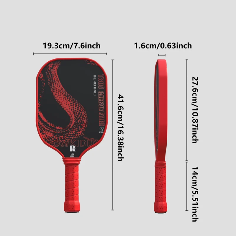 Powkiddy Pickleball T800 Carbon Fiber Hot-Pressed 16mm Professional Competitive Sports Paddle Ball Equipment For Traction