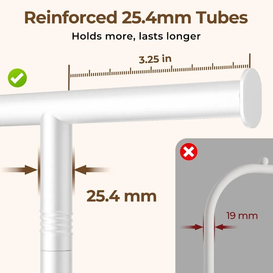 رف ملابس دوار محمول لغرفة النوم وغرفة المعيشة والغسيل رف ملابس معدني قوي مع عجلات ناعمة مثالية للتعليق