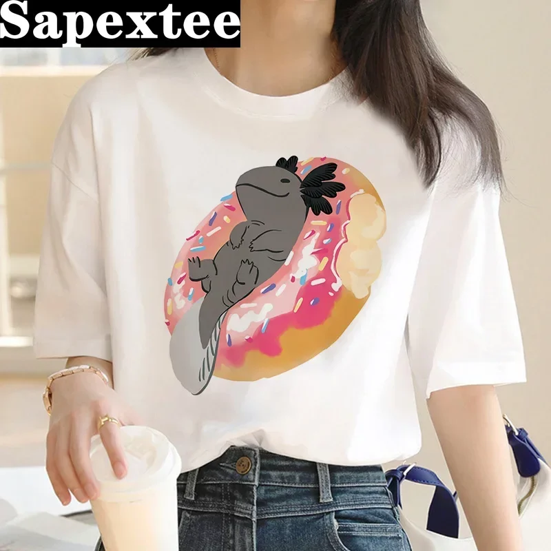 ajolote Axolotl t-shirt clothes female kawaii vintage y2k clothes print couple clothes tshirt tumblr aesthetic