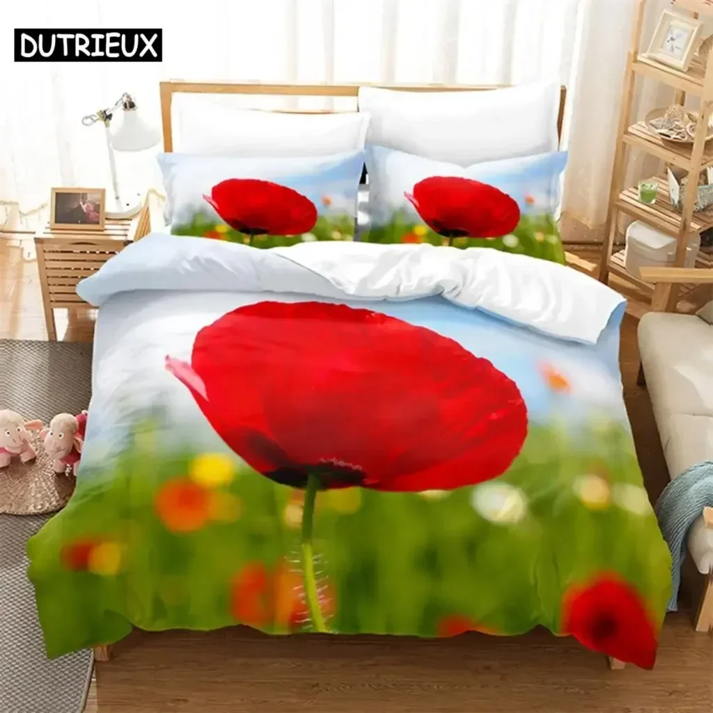 

New 3D Print Flowers Plants Queen Comfortable Duvet Quilt Cover Pillowcase Bedding Set Children Bedroom Decoration Home Textile