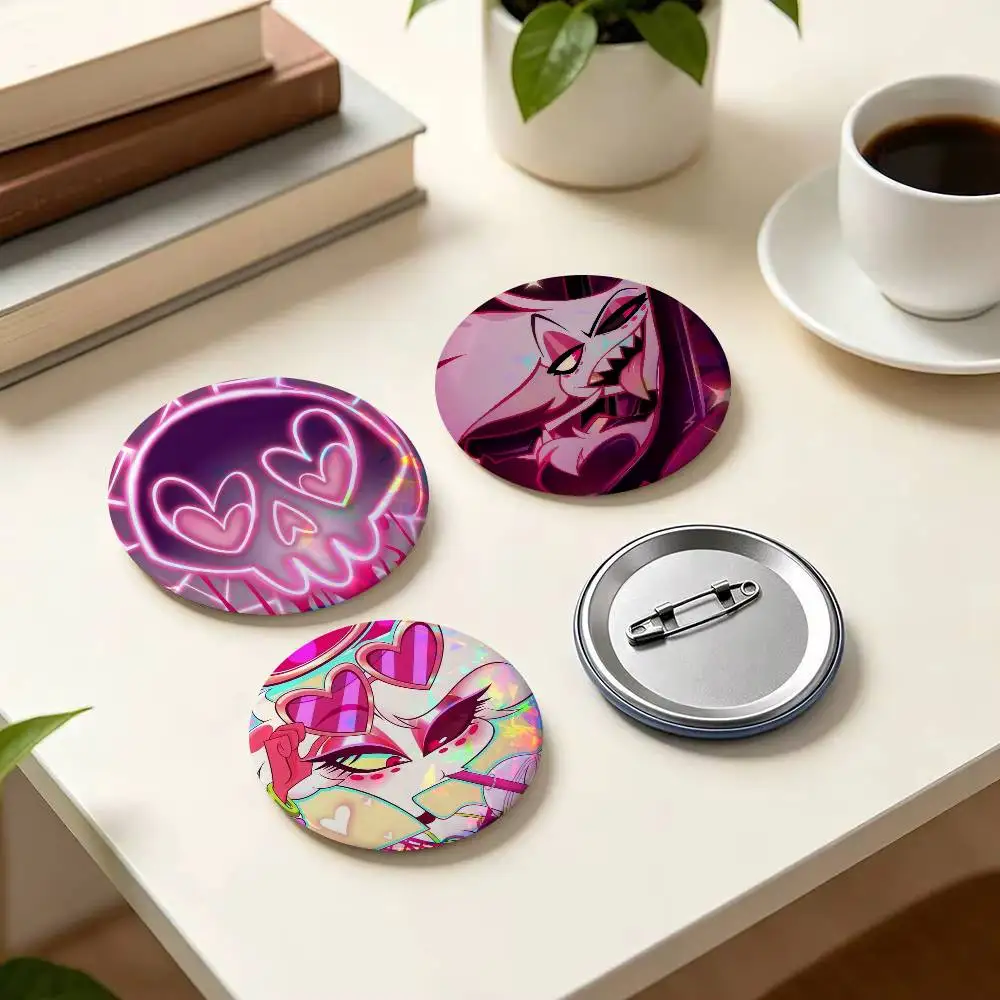 A-Angel D-Dust H-HazbinsS-S Custom   Creative Tinplate Soft Button Pins Animal Icon Brooch Lapel Backpack Badge Accessories Pin