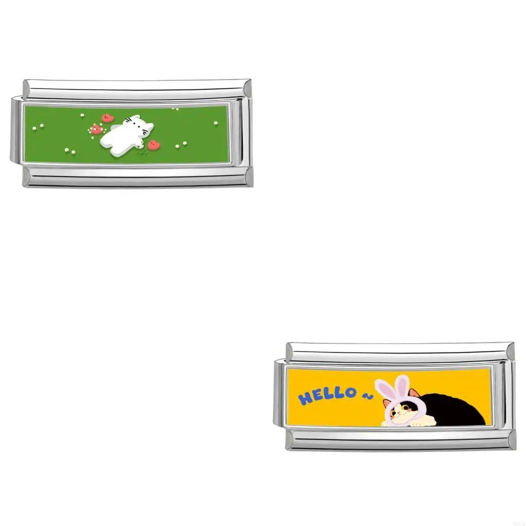 

Italian Charm Link Beads Stainless Steel Texture Photo Theme Jewelry Finding