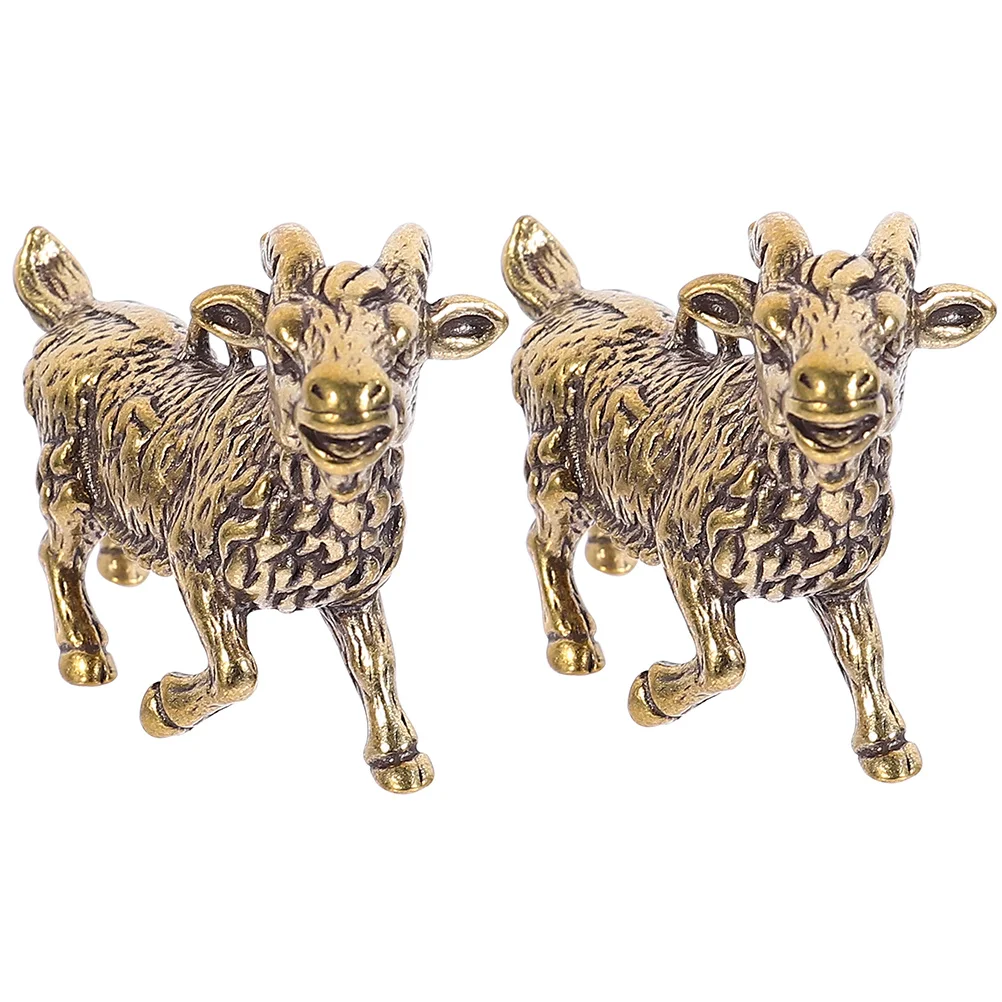 

2 Pcs Small Keychain Decor Brass Goat Pendant (2pcs) Ornaments for Crafts Charm Locket