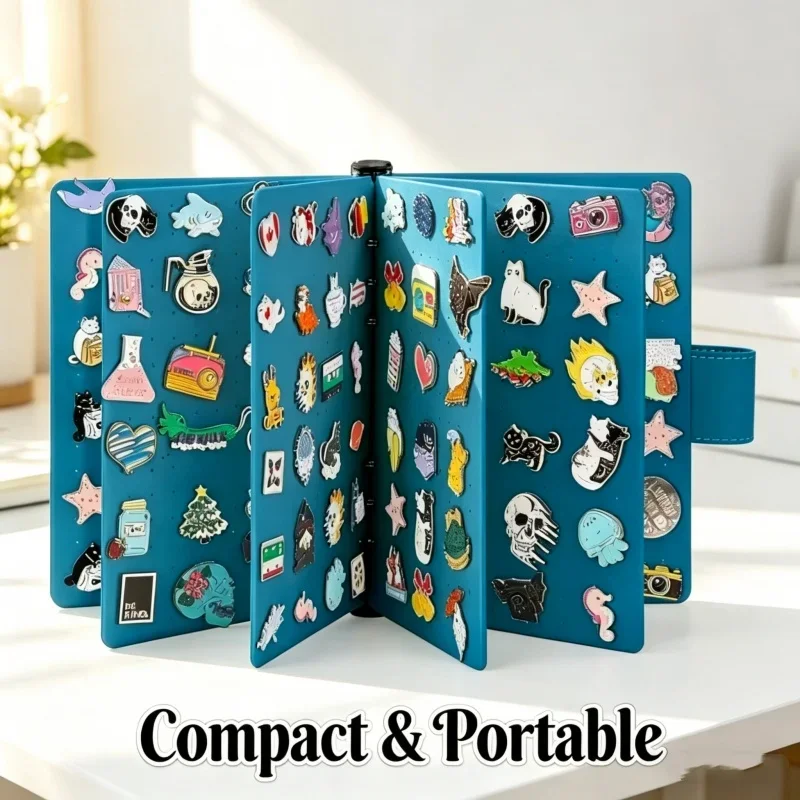 

Felt Pin Display Storage Book Collectible Souvenir Album Organizer for Badges Brooches Charms with Protective Insert Pages