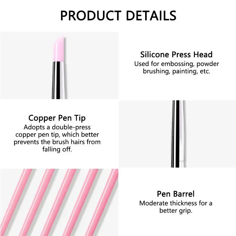.Hot Sale.5Pcs/set Silicone Nail Brush UV Gel Polish Tip 3D Image DIY Dotting Polish Brushes Pen Professional DIY Manicure Tools