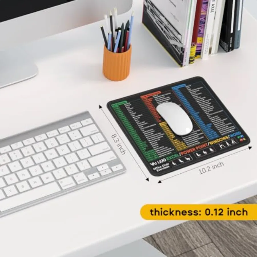 3 blocos de mouse pads para Excel Word PowerPoint Windows atalhos extra claros Excel Cheat Sheet Desk Pad com bordas costuradas 10,2x8