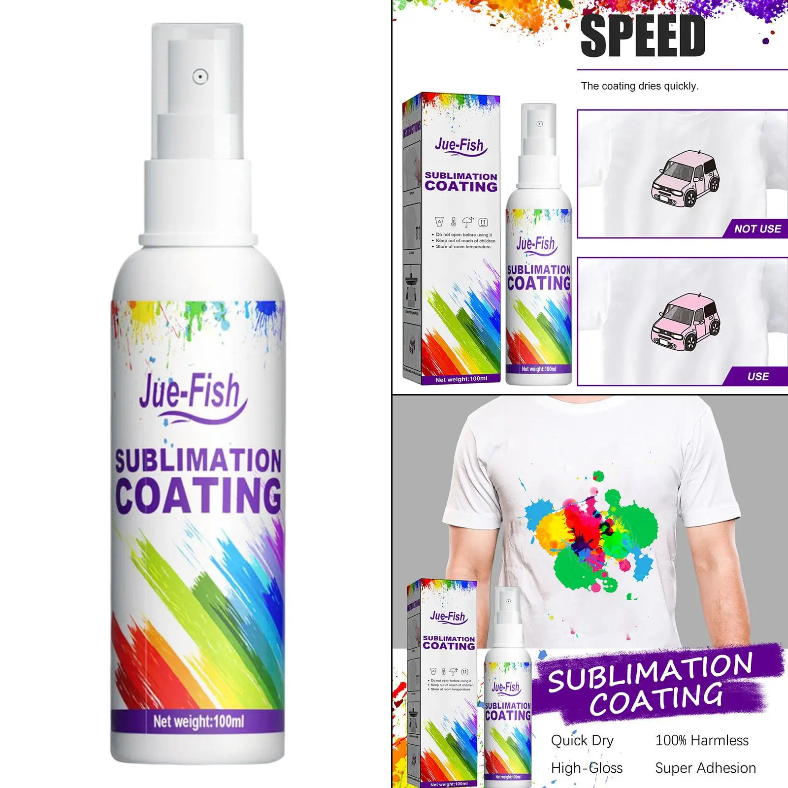 Sublimation Coating Spray Color 3.38oz Sublimation Fluid Spray for Cotton T Shirts Polyester Wood Tote Bag Pillows