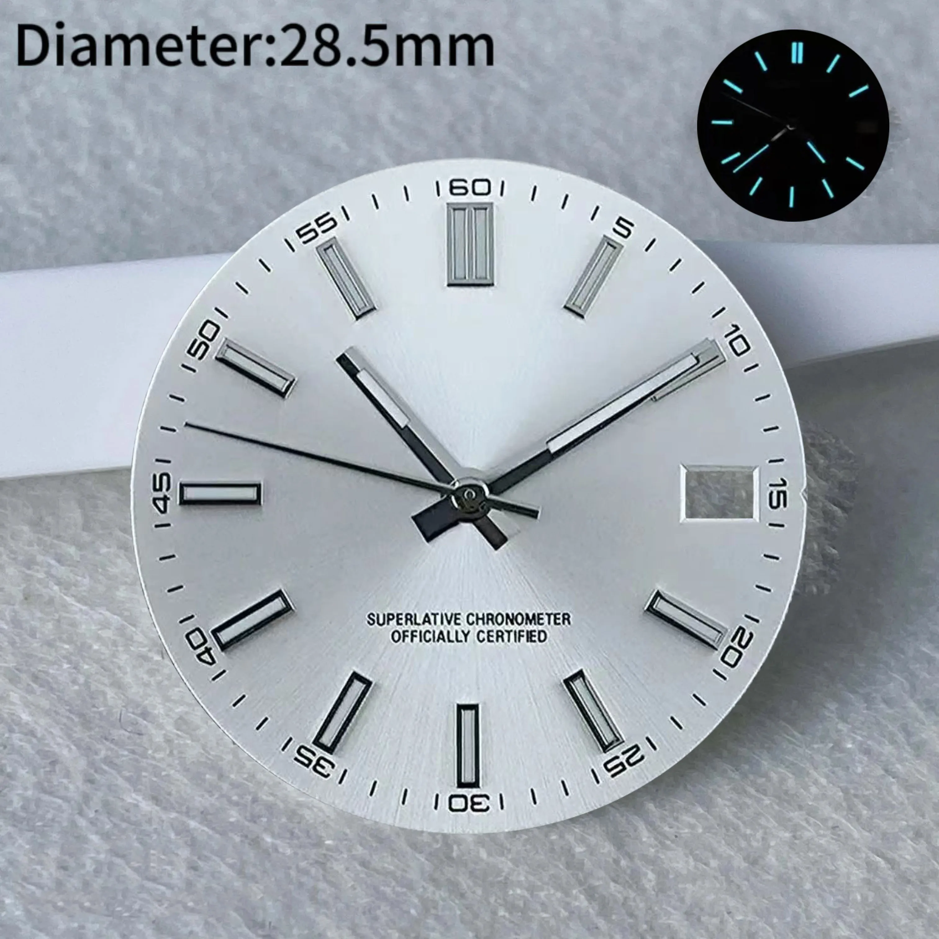 Cadran de date avec Logo S de 28.5mm, adapté au mouvement automatique japonais NH35 NH36, bleu lumineux, cadran de 29mm, accessoires de montre, offre spéciale
