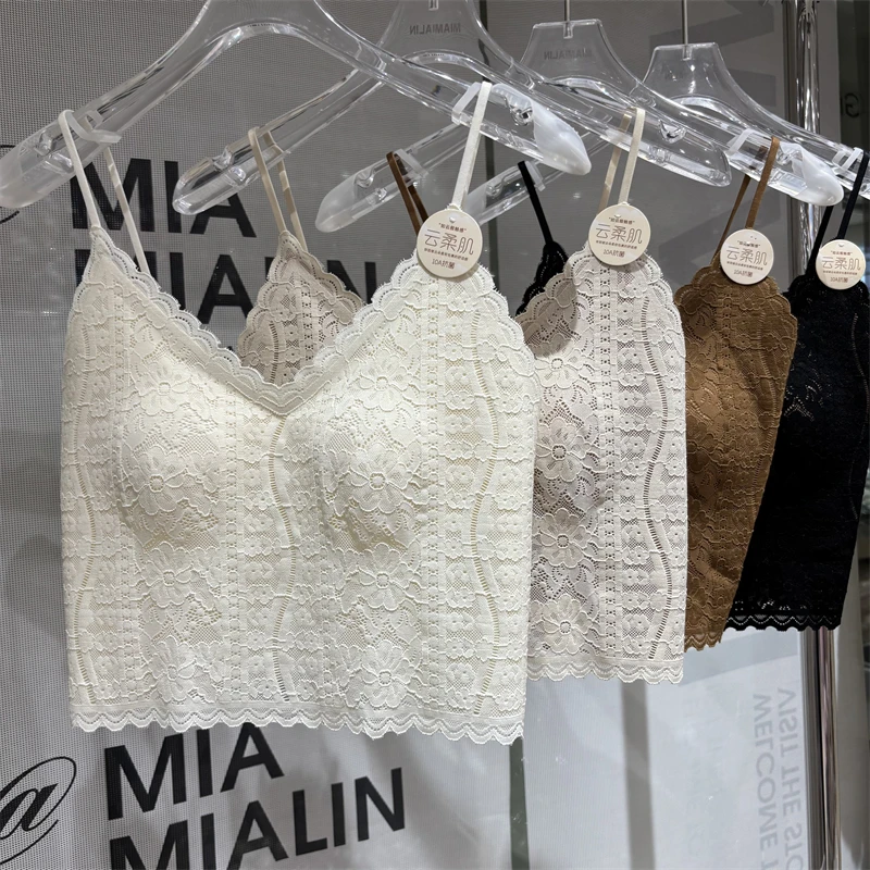 Tagkita Sexy Lace Fixed Inteated Sl Brtte Gathered Breathable Underwear Strap Daily Wear ort Length Thin Model