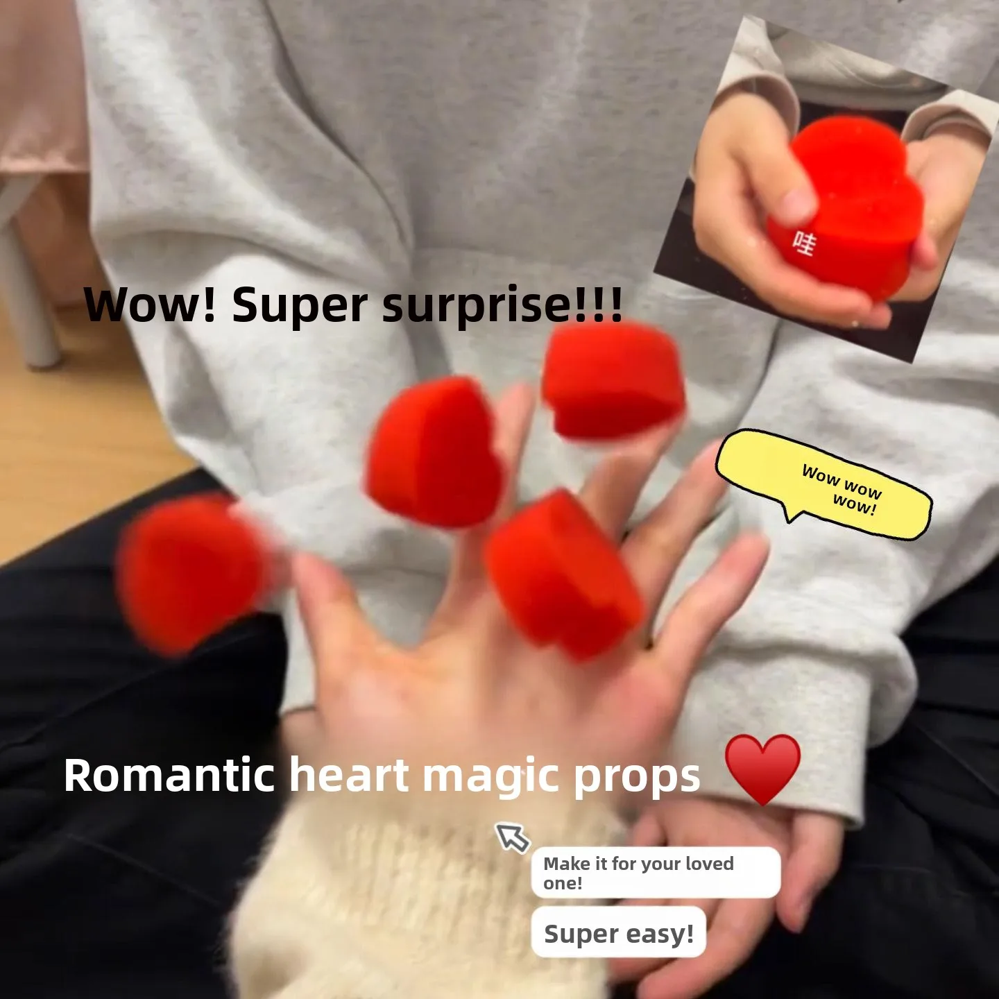 Valentine's Day Magic Heart Sponge Love Confession Prop Close-Up Magic Trick Talent Show Performance Creative Prank Toy