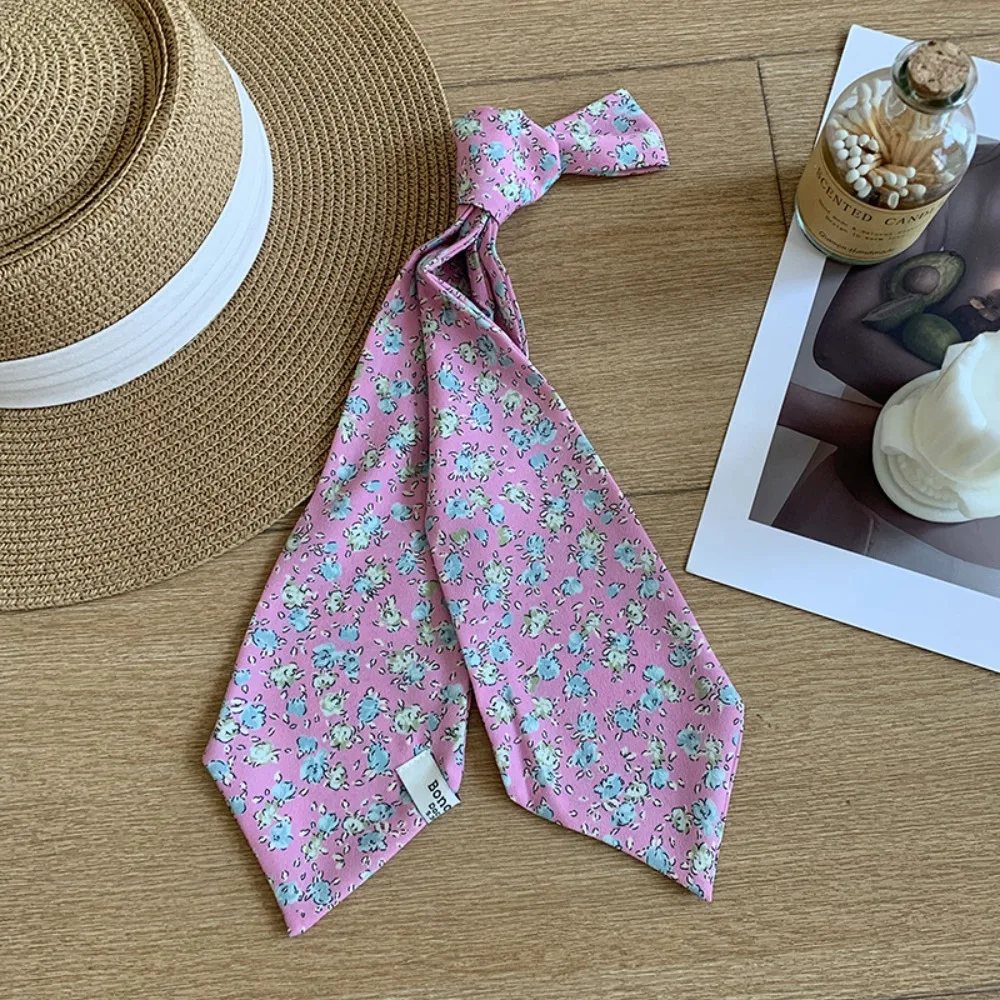 

Шарф с милой лентой и цветочным принтом, рубашка с леопардовым принтом, галстук, длинные шарфы в корейском стиле, уличные