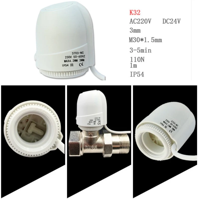 AC 230V NO NC Under Flooring Heating System Water Heating Normally Closed Open Heating Actuator