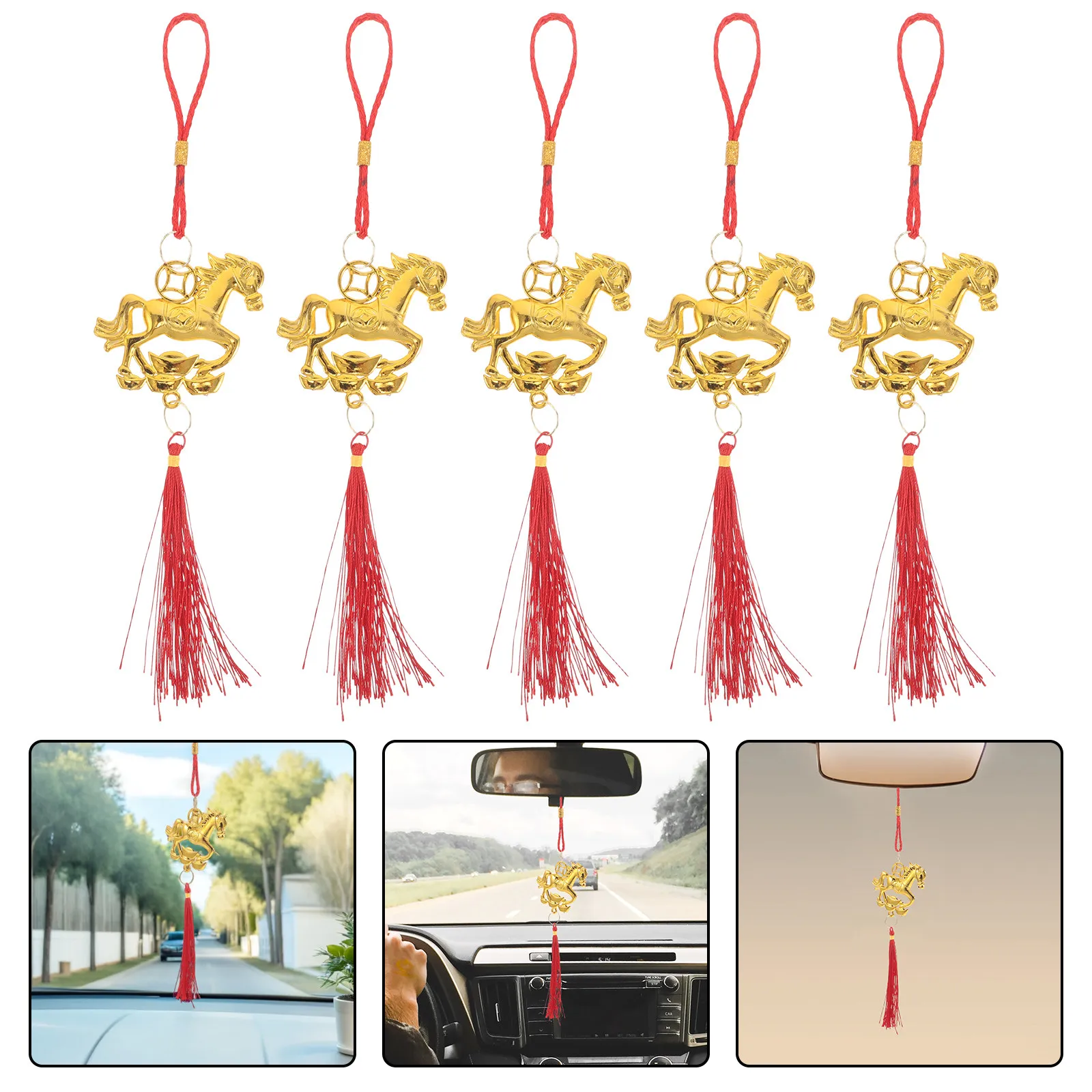 

20pcs Chinese Decorations 2026 Year Of The Horse Pendant Feng Shui Wealth Charms Lucky Ingot Ornaments For Lunar New Year Party