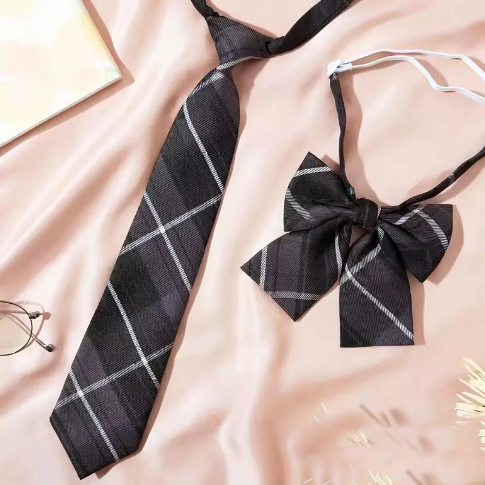 Japanese Style Plaid Tie JK Uniform Accessory Pre Tied Necktie For Schoolgirl Sailor Suit Graduation Photo Decoration