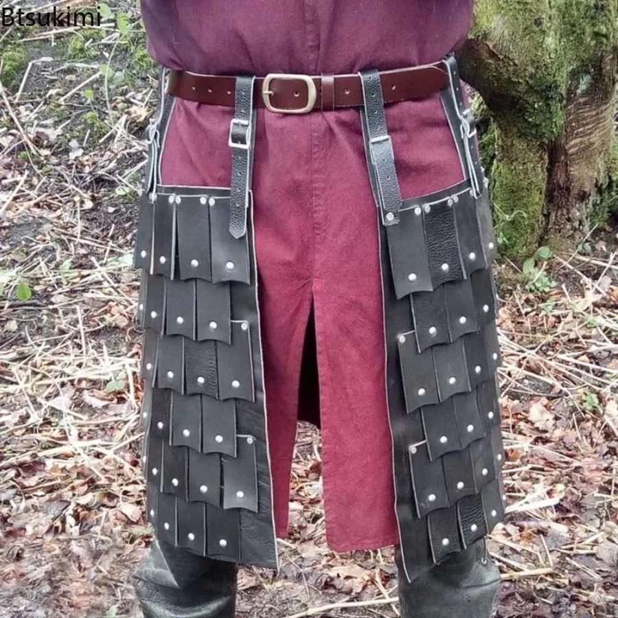 

Medieval Viking Knight Pirate PU Leather Battle Skirt Scale Armor Steampunk Tassets Belt Faulds Cosplay Costume Accessory Larp