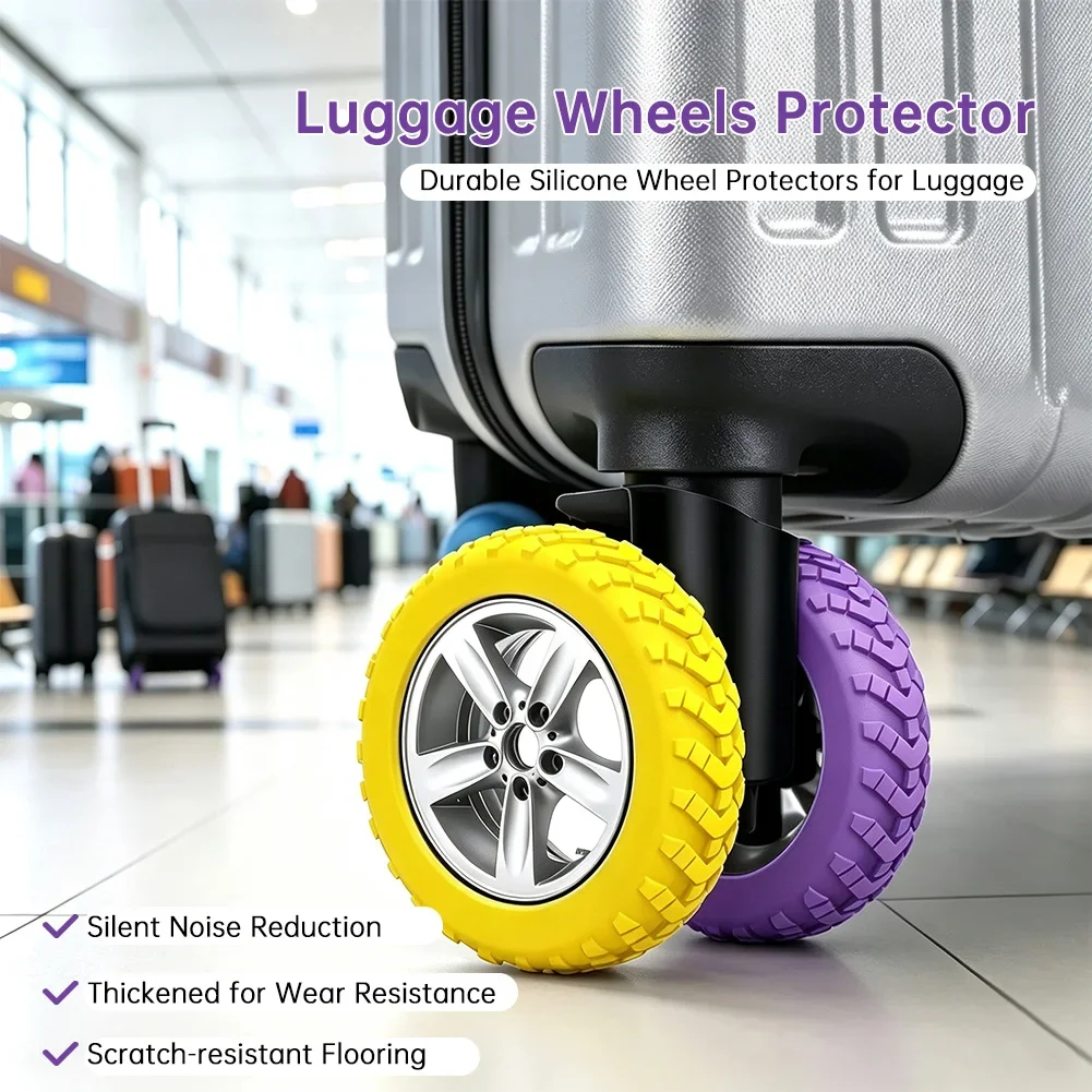 8Pcs Luggage Wheels Protector Caster Shoes Wheel Guard Cover Noise Reduction Luggage Accessories for Suitcase Caster