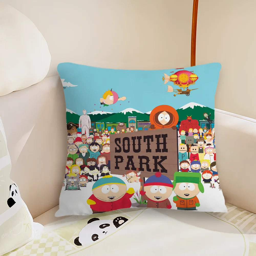 Cartoon S-South P-Park Pillow Case Living Room Sofa Cushion Cover Suitable For Home Bedroom Room Decoration