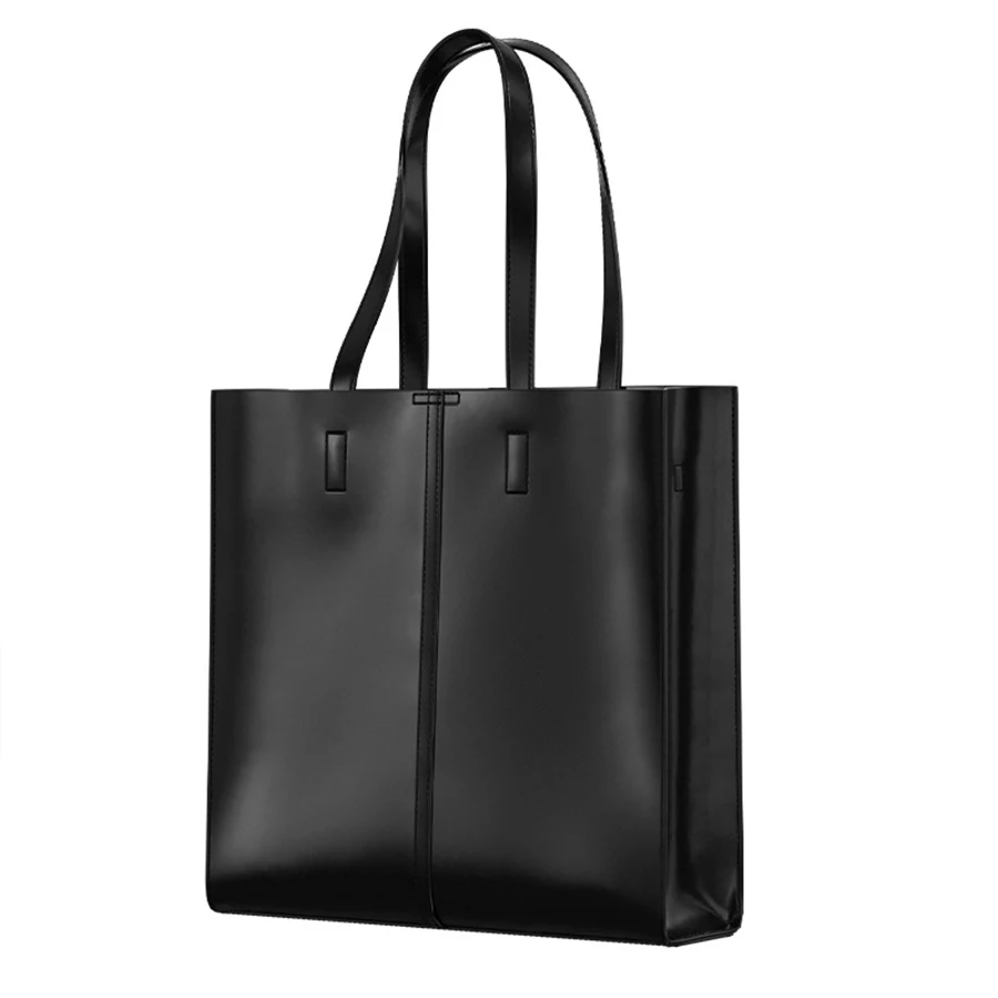 

Simple Women's Handbags Business Commuting Shoulder Bag Unisex Black Laptop Top-Handle Bags High Capacity Tote Bag PU Leather