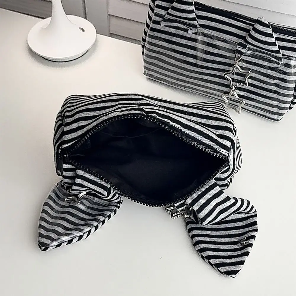 1pc Multi-functional Striped Devil Horn Pencil Case Large Capacity Portable Pencil Pouch Pen Bag Gift