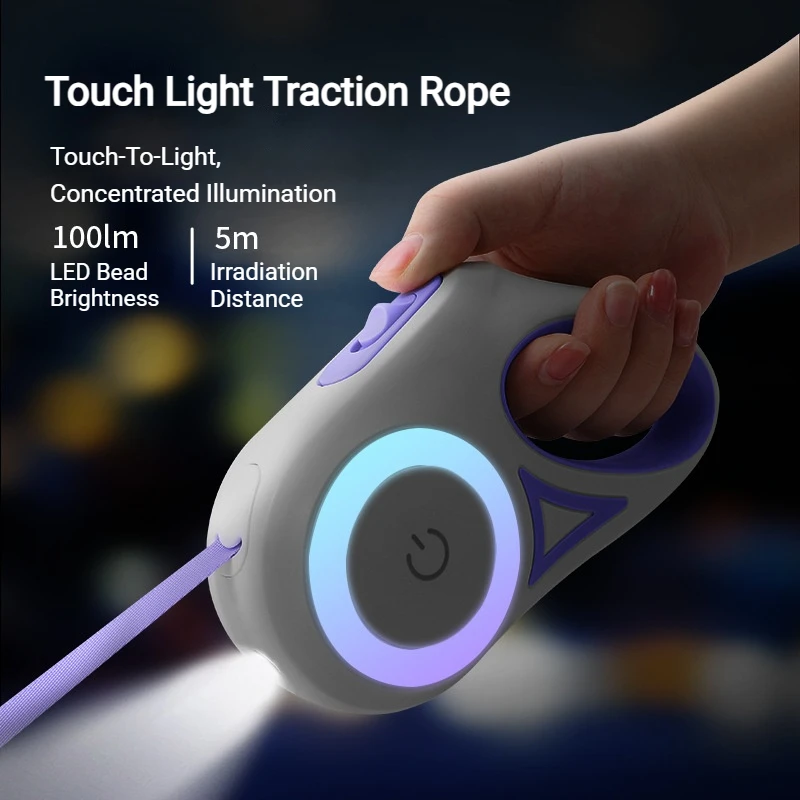 Retractable LED Dog Leash Auto Flash Light Up Pet Walking Leash Nylon Extendable Puppy Traction Rope Night Safety Dog Supplies