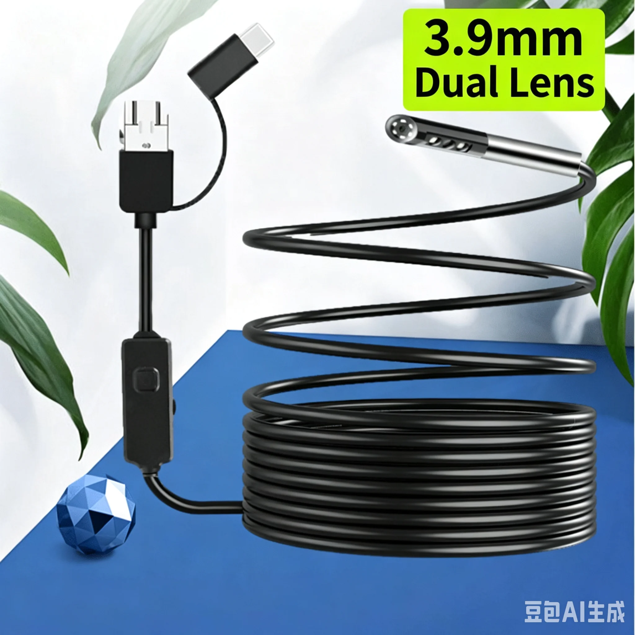 3.9mm Dual Lens 3In1 USB For Android OTG Industrial Endoscope CMOS Borescope Inspection Otoscope Digital Microscope