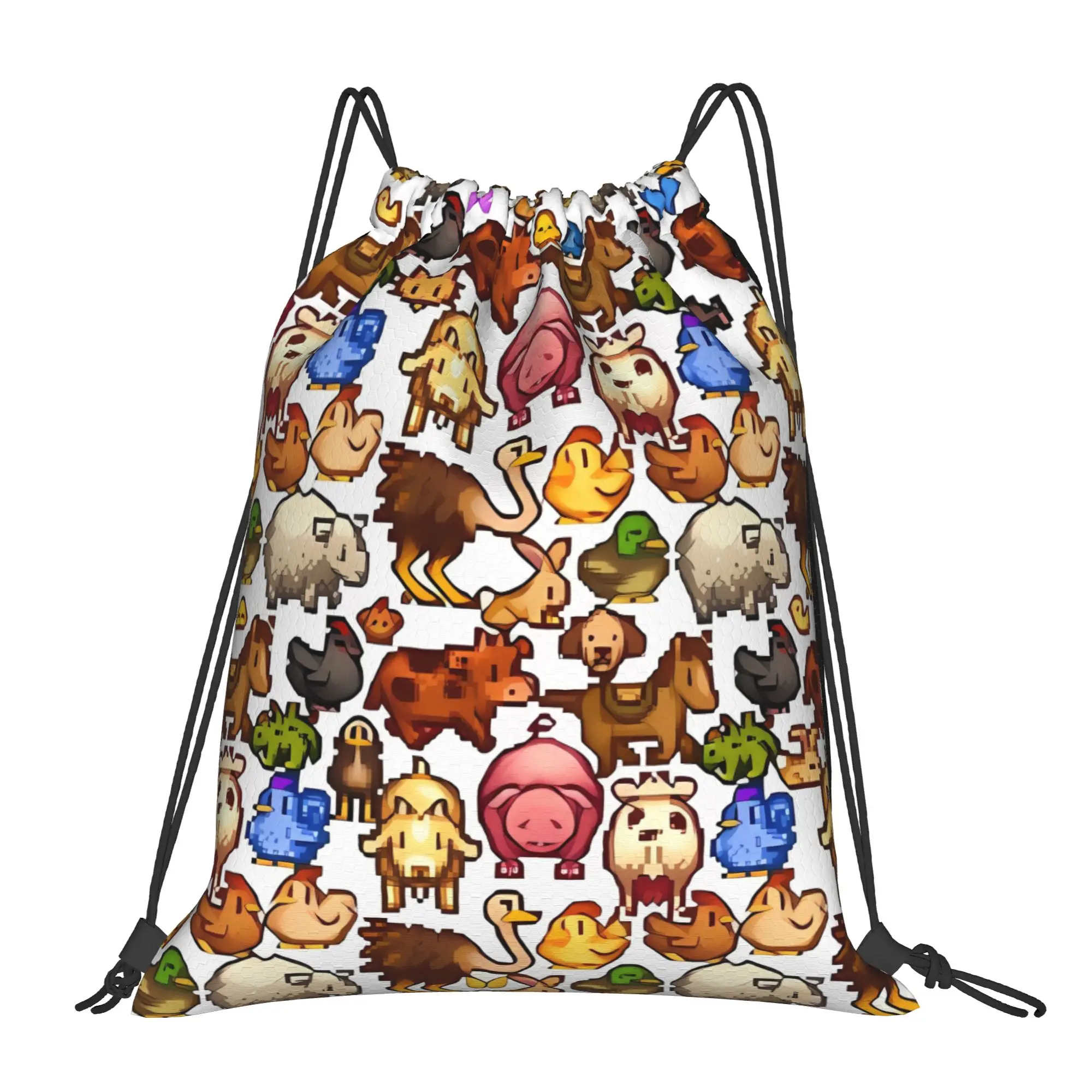 Vintage Animals stardew valley Portable Sports Riding Gym Drawstring Storage Backpacks