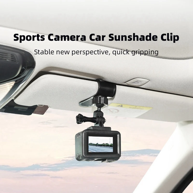 1 PCS Action Camera Car Sun Visor Mount Action Camera Accessories Black Plastic For ACTION 4 Insta360 X3 With 1/4 Inch Adapter